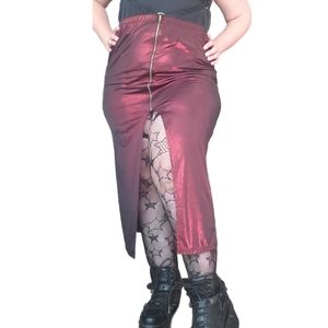 Vintage metallic split front skirt